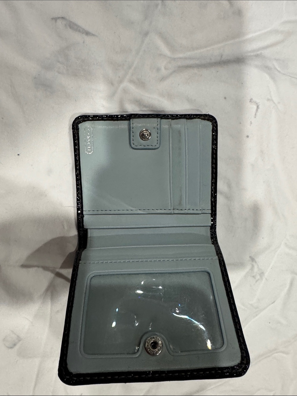 Coach Black & Gray Signature Compact Wallet - Picture 2 of 5